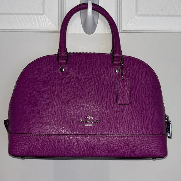 Coach mini sierra satchel purse/bag purple crossgrain leather + wallet F57555 - Picture 2 of 12